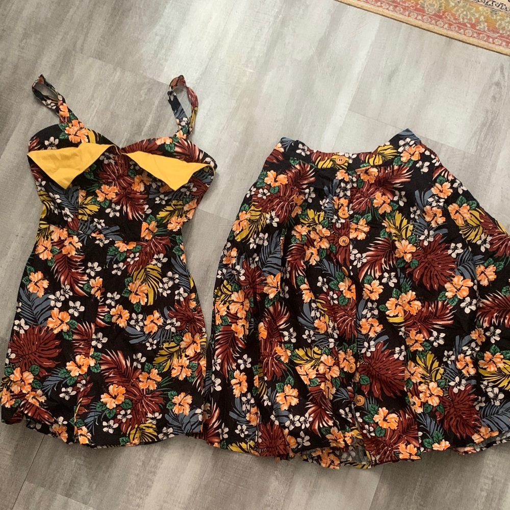 Rebel Love Tiki Floral romper skirt set
